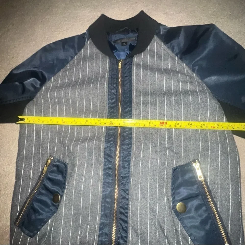 J Crew Pinstripe Bomber Jacket - Sz XS - Picture 12 of 15